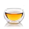 Tasses soucoupes Transparent Double paroi résistant à la chaleur bière whisky jus thé Kungfu tasse à thé Mini tasse en verre expresso café