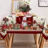 Table Cloth Christmas Rectangle Tablecloth Snowman Snowflake Decor Waterproof Holiday Cover Party Dinner