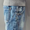 Jeans varma pojkar jeans vinter tjock jean tonåring pojkar blå pantalon casual byxor trasiga hål byxa denim byxor för småbarn pojke barn 230306
