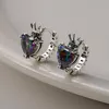Hoop Earrings Fashion Women Vintage Crown Zirconia Love Diamond Valentine's Day Gift Funky Moth
