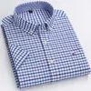 Casual shirts voor heren s ~ 7xl katoenen shirts voor mannen korte mouw zomer plus size geruit shirt gestreepte man mannelijk shirt bedrijf casual wit reguliere fit 230303