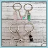 Keychains Lanyards Lover Natural Crystal Rose Quartz Stone Key Ring Love Heart Magnetic For Couple Friend Gifts Diy Handmade Jewel Dhrqt