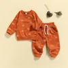 Giyim Setleri Bahar Sonbahar Bebek Erkek Kız Kıyafetleri 2pcs Güneş Baskı Uzun Kollu Kazak Sweatshirts Üstler Elastik Pantolon Trailtsits