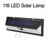 Solar Wall Lights Outdood Wodoodporne 118 LED Bezprzewodowe Czujnik bezpieczeństwa Światła zewnętrzne światła słoneczne światła zewnętrzne dla przednich Crestech168