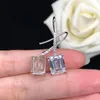 Brincos dangle Solid 14k Gold branco 4ct/peça Emerald Cut Diamond noivado Earring goturing Mulheres bonitas joias de orelha para menina