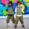 Stage Wear Children's Hip-Hop Performance Costumes Boys Jazz Dance Kpop Outfits For Girls Army Green Hiphop Rave Rave Desse DQS7190