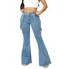 Women's Jean Denim Bib Overalls Autumn Winter Clothes Adults Slim fit Solid Color Flared Suspender Pants 230306