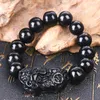 Bracelets de charme 8-14mm naturel noir obsidienne mat pixiu bijoux ronds pierres précieuses cadeau fait à la main pierre de guérison pour hommes femmes