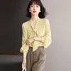 Women's Blouses Chiffon Bow Neck Women Blouse Summer Design 2023 Long-Sleeved Elegant Office Lady Outwear Coats Top Quality