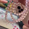 Strand Natural Star Pink Rose Quartz Armband smycken för kvinnor Lady Crystal Three Laps Round Beads Lucky Love Gift