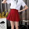 Skirts College Skirt Solid Color Pleated Summer Women High Waist Wine Red Short A-line Dance Kawaii