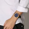 Relógios de pulso minimalista Dial azul Red Seconds Seconds Zebrawood Homem de Relógio de quartzo Genuíno Relógios de madeira masculina de madeira elegante e elegante