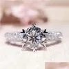 Band Rings Sixclaw Heartshaped 1Ct Women Crown Fl Diamond Simation Ring Drop Delivery Jewelry Dhr52