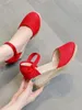 Sandaler Kvinnor Sandaler Casual Linen Cogs Wedge Sandials Summer Red Pink 6cm High Heel Platform Espadrilles Spring Shoes 230306