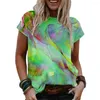 Women's T Shirts Plus Size 3D Gradient Print Women T-Shirt Short Sleeve Summer Casual Tops Street Sport Loose Tee Lady O-Neck Tie-dye Top