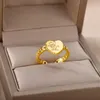 Bröllopsringar koreansk stil hjärta för kvinnor älskar dig förlovningsring justerbar finger vintage smycken presentpåse