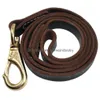 Dog Collars Leashes Heavy Duty Handmade Leather Leash Lead Dark Brown Black With Gold Hook For Walking Training All Breeds 4 Sizes Dhcru