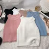 Débardeurs Femme Tricoté Hault Sans Manches Camisoles Pour Femmes Tout-Puissant Décontracté Solide Couleurs O-cou Femme Crop Tops Chic Femme Débardeur Camisoles