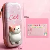 Blyertskåp bedårande 3D Cartoon Cat Pencil Case Stationery Organizer School Supplies for Girls Pink Pen Pouch Holder Kawaii Trousse Scolaire J230306