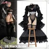 Anime Costumes In Stock UWOWO Nier Automata 2B Cosplay BlackWhite Wedding Dress Bride Halloween Christmas Cosplay Come Z0301