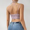 Kvinnors tankar #5313Summer Purple Short Strapless spets tops Women Halter Neck Collar Sexig Ytterkläder Backless Perspective Top Croped