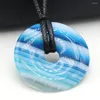 Pendant Necklaces Natural Stone Simple Multi-color Flat Round Crystal Striped Agated Necklace Good Quality Jewelry