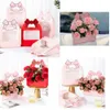 Present Wrap 5st Flower Packaging Paper Bags With Bow Handle Flower Bouquet Bag Gift Wrap Påsar för blomsterhandlare DIY Wedding Valentine Party Decor 230306