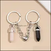 Клавины Lanyards Natural Crystal Quartz Stone Key Кольцо кольцо любовь магнитная кнопка для пары друзей подарки DIY ручной ювелирные изделия k dhncg