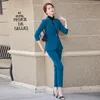 Women's Suits Blazers Women Professional Business Work Wear Uniform Designs Pantsuits Formal OL Autumn Winter Ladies Office Blazers Trousers Set 230306