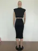 Work Dresses Long Luxury Evening Clothes For Women Solid Sleeveless Matching Sets Slim Fit O-Neck Skinny Wholesale Dropshpping