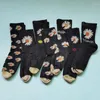 Chaussettes Harajuku à fleurs pour filles, Hip Hop, marguerite peinte en 3D, drôle, cheville longue et brillante, Streetwear Calcetines Mujer