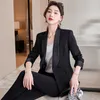 Women's Suits Blazers Elegant Pink Formal Professional Women Business Suits Spring Summer Uniform Styles Office Work Wear Suits Career Interview Set 230306