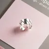 Cluster Rings S925 Chic Geometric Block Stapelbar koreansk minimalistisk antik 925 Sterling Silver Retro Punk Hip Hop Open