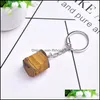 Keychains Lanyards Natural Form Rough Stone Quartz Keychain Ring for Women Men Handbag Hangle Car Key Holder Mineral Stones Keyrin DHVWP