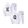 Herrspårsfall Fashion Par Sportwear Set King eller Queen Printed Lover Hooded Suits Hoodie and Pants 2st Set Streetwear Men Women Tygs 230306