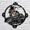 Väggklockor Steam Locomotive Train Clock Vintage Engine Record Decor Entusiast Gift