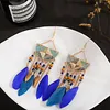Dangle Earrings 2023 Bohemian Tassel For Women Long Feather Boho Drop Seed Beads Vintage Jewelry Brincos
