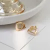 Backs Earrings Korean Small C-shaped Geometric Clip On Light Luxury Gold Color Square Ear Without Piercing For Women