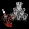 Wine Glasses 1 Set Glass Skl Head Cup Vodka Whiskey Tea Drinking Bottle Decanter With 6 221110 Drop Delivery Home Garden Kitchen Din Dhknm