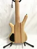 Anpassad 5 String Nature Wood Electric Bass Guitar One Piece Body Black Hardware