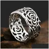 Band Rings 925 Sterling Thai Sier Men Women Hollow Peony Tail Ring Gift Fashion Jewelry Flower Drop Delivery Dh7R4