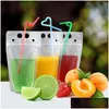 Water Bottles 250Ml 500Ml Party Plastic Bags Bottle Disposable Drink Repeat Closed Tote Selfstanding Juice Liquid Bag Heart Clear Po Dh7Dn