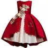 Девушка платья вышивка шелковое платье принцессы для девочки цветочные элегантные девушки платья зимние вечеринка Рождество Хэллоуин детские платья одежда 230303
