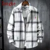 Camicie casual da uomo Zongke Camicie casual per uomo Abbigliamento Moda Camicia a quadri a maniche lunghe Uomo Harajuku Camicia a quadri a maniche lunghe M-3XL 230306