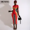 Casual Dresses CM.YAYA Women 3D Printed Short Sleeve O-neck Bodycon Midi Maxi Dress for Summer Sexy Night Party Clubwear Long Dresses 230303