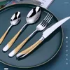 Set di stoviglie 4 pezzi / set Posate in acciaio inossidabile Cena Bistecca Coltello Forchetta Cucchiaio Tè Home Restaurant Kit occidentale