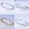 Bangle Fashion Inlay Square Cubic Zirconia Stone Rose Gold Color Open for Women Jewelry Gift