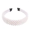 Bandanas Pearl Headband Weddingpadded Wide Headpiece Women Thick Hair Hoop Bride Headwear Crystal