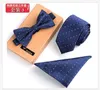 Łowić krawaty męskie zestawy krawatów krawat i kieszonkowy zestaw muszki 3PCS zestaw Bowtie Stripe Męs