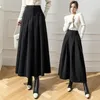 Jupes 2023 automne hiver laine longues femmes mode taille haute a-ligne jupe plissée dames laine Vintage Maxi